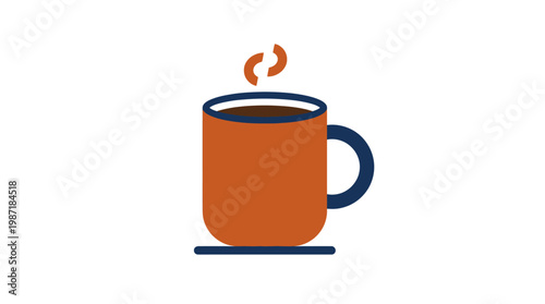 Hot Coffee Mug with Steam Rising.