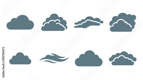 Collection of various cloud shapes.