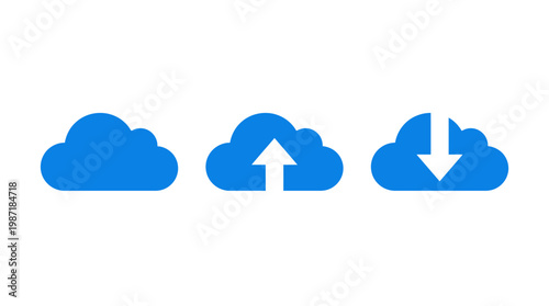 Cloud icons with upload download symbols.