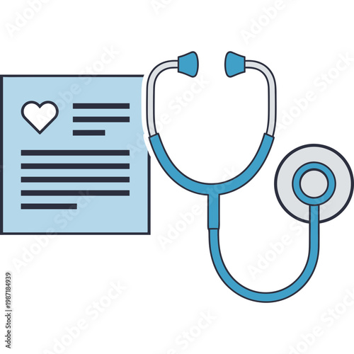 Doctor uses stethoscope to examine patient with medical chart in office