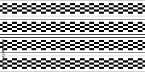Trippy checkerboard background. Retro psychedelic checkered wallpaper. Wavy groovy chessboard surface. Distorted geometric grid chess pattern. Abstract black and white race flag backdrop. Vector