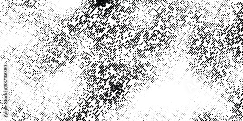 Obraz na plátně Dynamic diagonal black and white halftone pattern dominates the frame, energetic