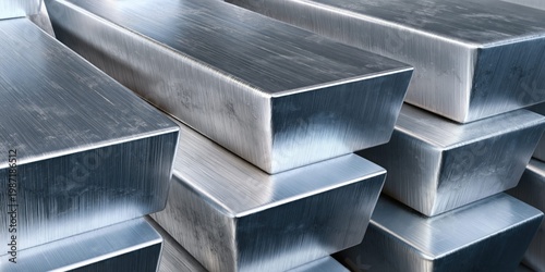 Close-up view of stacked, polished silver bullion bars with brushed texture