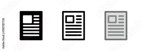 Resume icon. Newspaper and magazine icon.