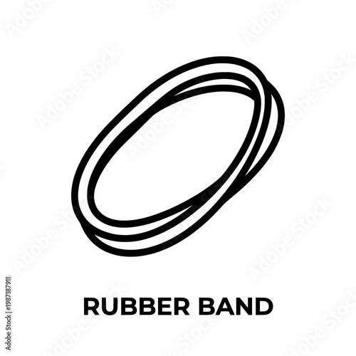 Black Rubber Bands Isolated on White Background.