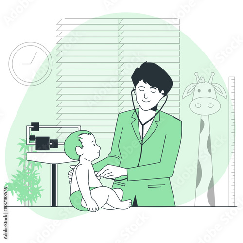 Pediatrician examining a baby in a clinic office