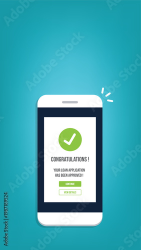 Loan Approval Mobile Notification Banking App Credit Success Confirmation