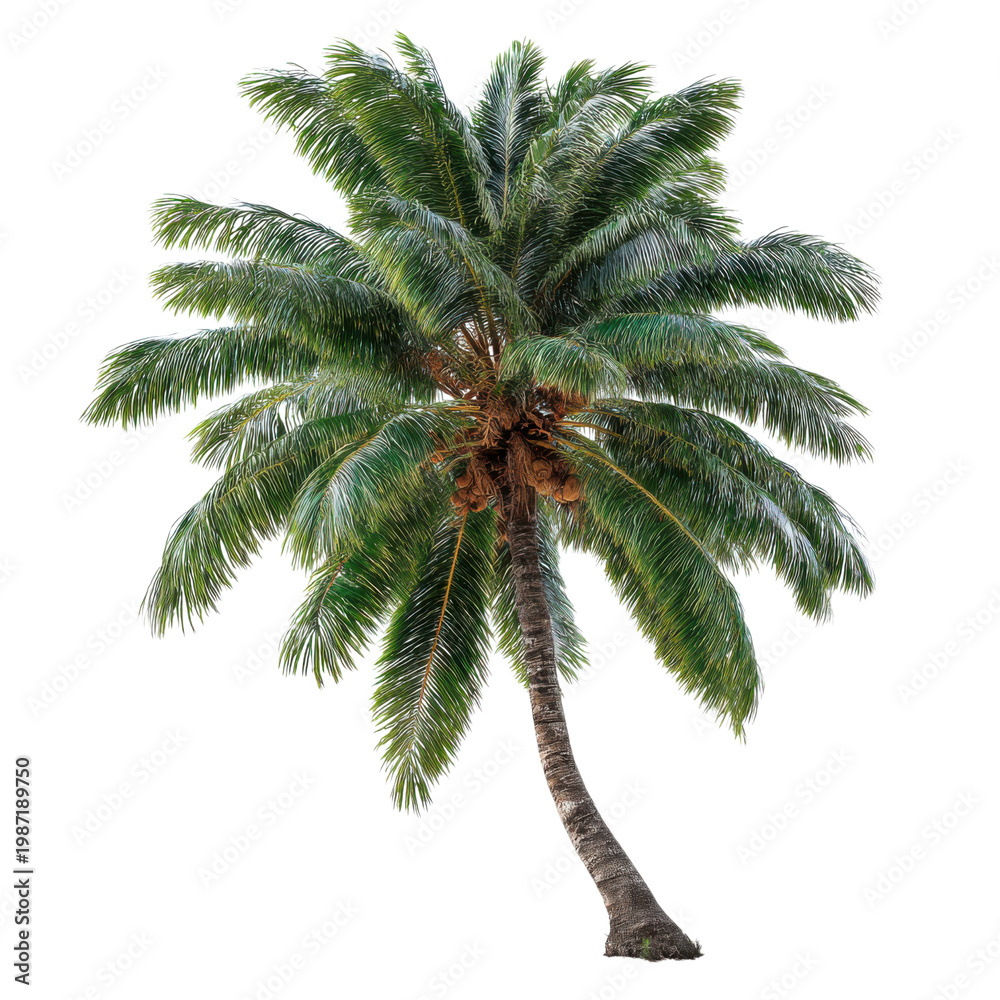 Obraz premium Green palm tree full crown summer tropical isolated