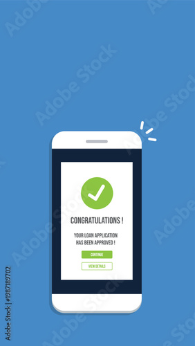 Loan Approval Mobile Notification Banking App Credit Success Confirmation