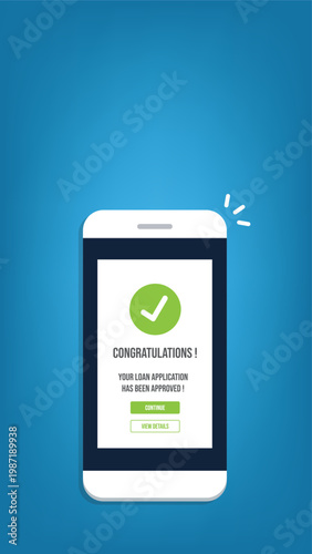 Loan Approval Mobile Notification Banking App Credit Success Confirmation