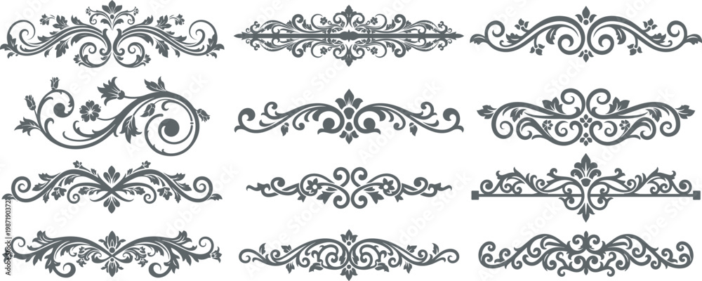 Φωτογραφία Ornate floral swirls and dividers vintage decorative design eps 10