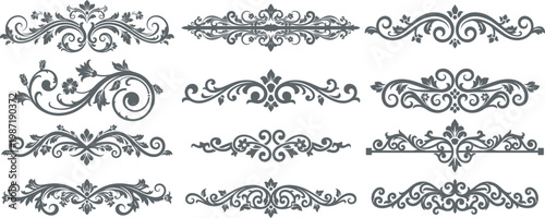 Ornate floral swirls and dividers vintage decorative design eps 10