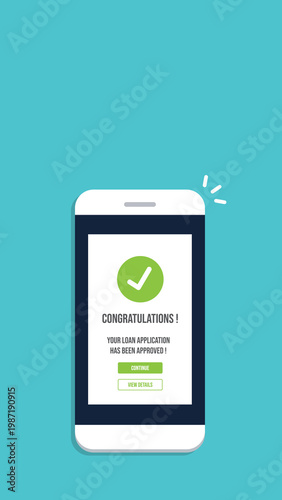 Loan Approval Mobile Notification Banking App Credit Success Confirmation