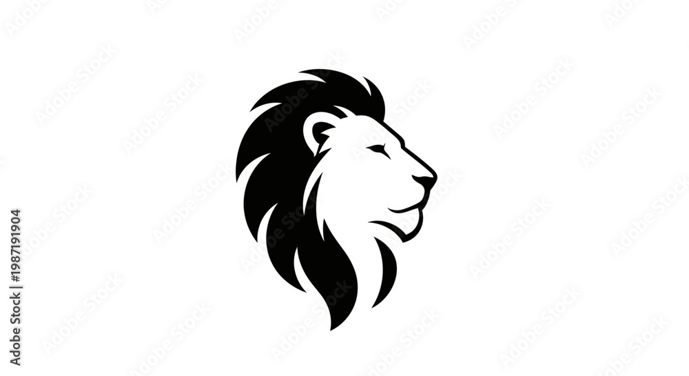 Φωτογραφία Black and white lion head logo.
