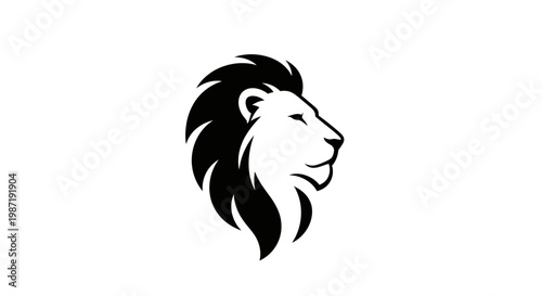 Black and white lion head logo.