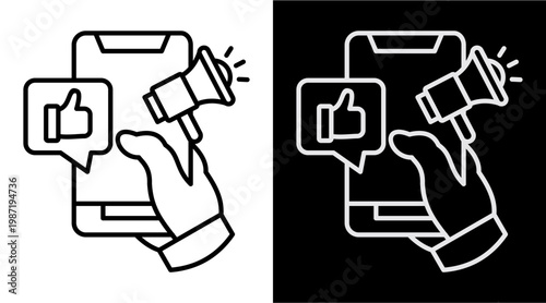 Social Media Ads White Icon Set Design