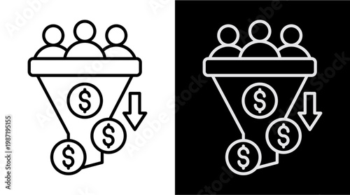 Marketing Funnel  White Icon Set Design