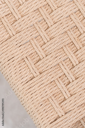 wicker basket weave pattern. Handcraft Wishbone chair on white background.