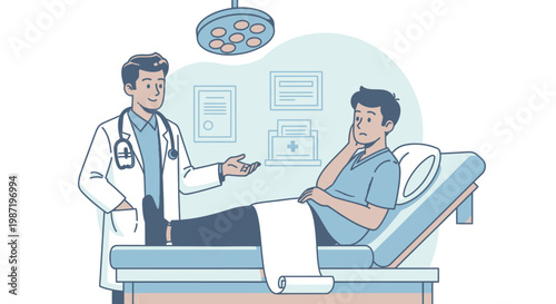 Medical consultation, doctor patient conversation, healthcare illustration, vector