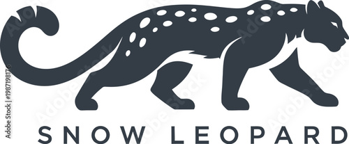 A sleek snow leopard logo walking across a clean white background with the words Snow Leopard underneath.
