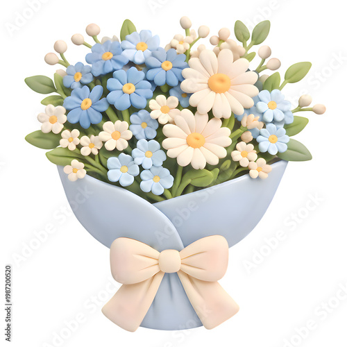 Flowers bouquet, bouquet flower, 3D bouquet, bouquet transparent background, forget me not bouquet 