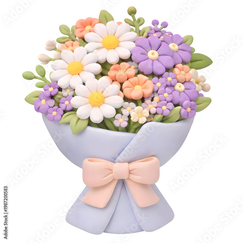Flowers bouquet, bouquet flower, 3D bouquet, bouquet transparent background, purple bouquet 