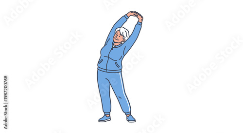 Slika na platnu Man in blue suit stretching upwards.