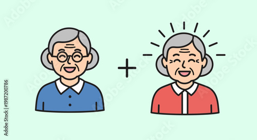 Two older women smiling faces.