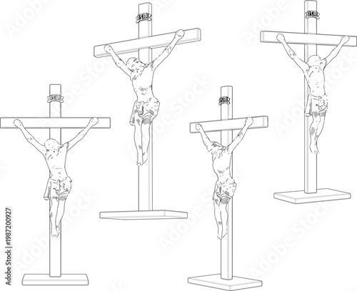 Holy Christian Religious Symbolism Displaying a Detailed Sculpture of Jesus Christ on a Decorative Cross for Sacred Home Decor and Art