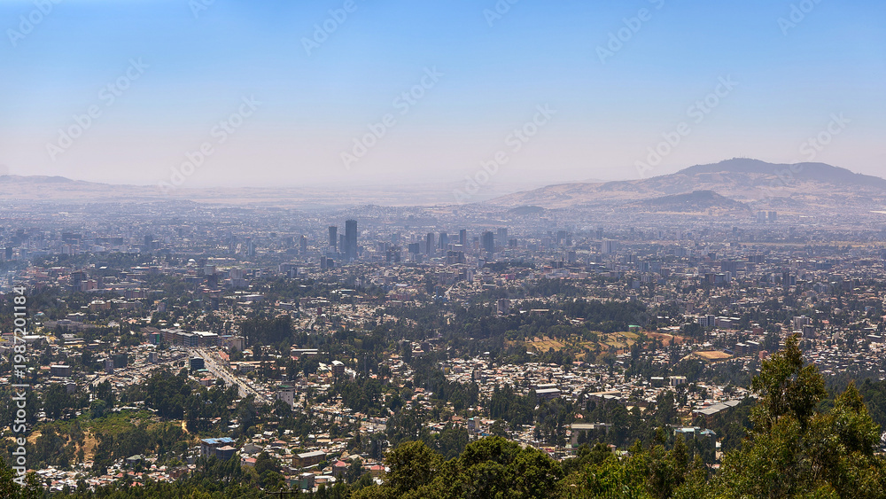 Obraz premium Panoramic view of Addis Ababa city from the hill