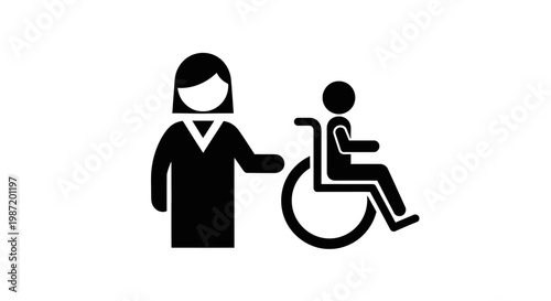 Disabled woman in wheelchair assisted.