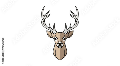 Deer Head with Large Antlers Closeup.
