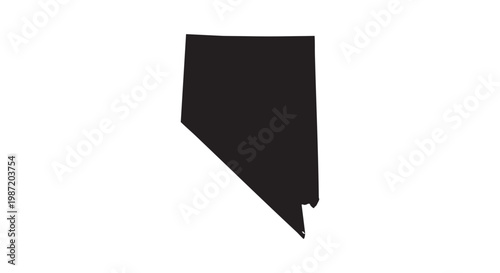 Black silhouette of the state of Nevada, USA, map outline isolated on white background.