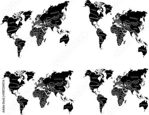 Photos Professional Decorative World Map Graphic with Clear Country Names and Modern Ea