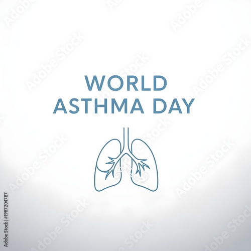 Lung anatomy icon displayed on a white background for world asthma day medical awareness regarding respiratory health and breathing.