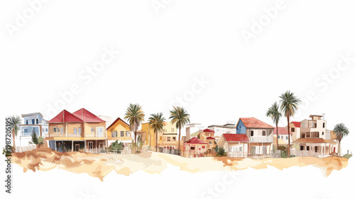 Swakopmund. Swakopmund hand drawn watercolor illustration on white background