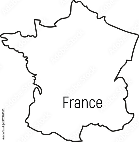 Outline map of france with label