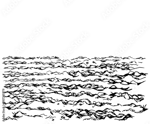 Vector drawing. Old Plowed soil