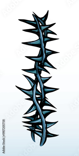 Vector drawing. Big thorn branch