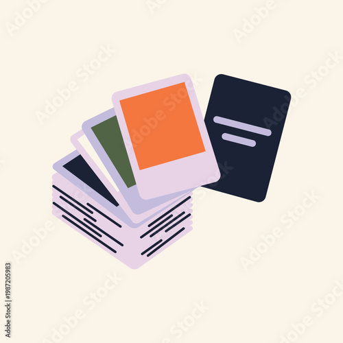 Foto Stack of flash cards isolated on a solid background vector illustration