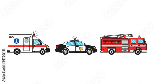 Emergency vehicles on the road.