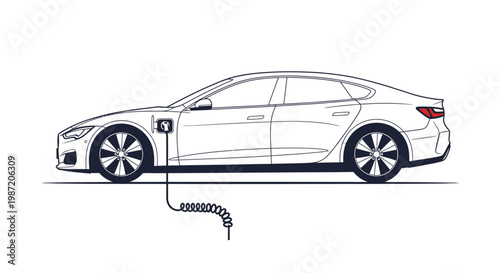 Electric car charging at station.