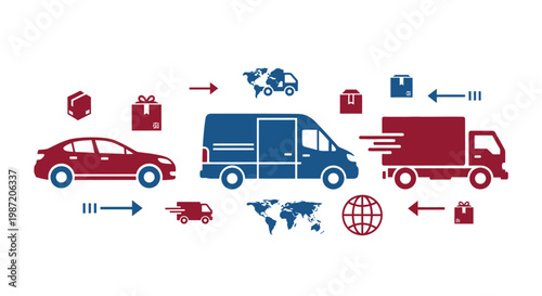 Vehicles for global delivery service.