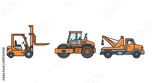 Heavy duty construction vehicles in action.