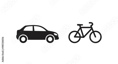 Car and bicycle transportation icons.