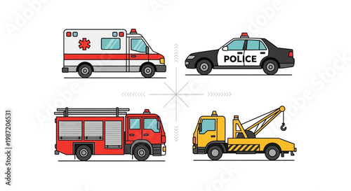 Emergency vehicles on the road.