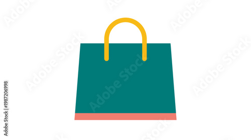 Teal Shopping Bag with Yellow Handle.