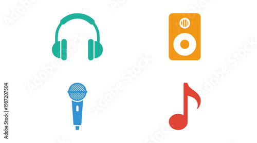 Music technology electronic audio icons.