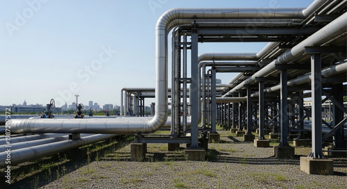 Industrial pipeline system for transporting liquids or gases.