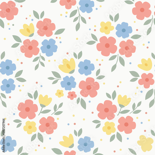 Pastel_Floral_Bouquet_and_Dotted_Seamless_Pattern